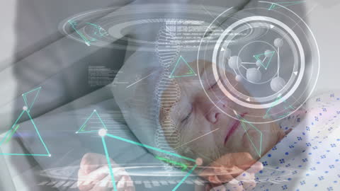 Elderly Woman Experiencing Virtual World through VR Headset