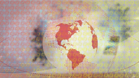 Futuristic Digital Interface Overlaying Globe Abstract Artwork