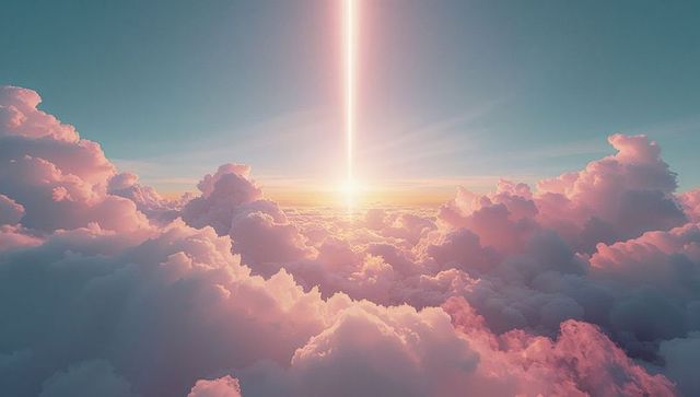 Radiant Light Piercing Dreamy Pastel Clouds at Sunrise