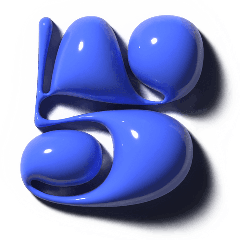Transparent backdrop cobalt-blue 3d abstract sculpture floating glossy bulbous forms