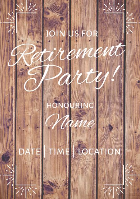 Rustic Wood-Themed Retirement Party Invitation Template - Download Free Stock Templates Pikwizard.com