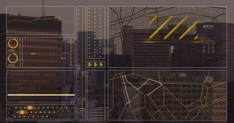 high-tech data interface overlaying urban cityscape - Download Free Stock Images Pikwizard.com