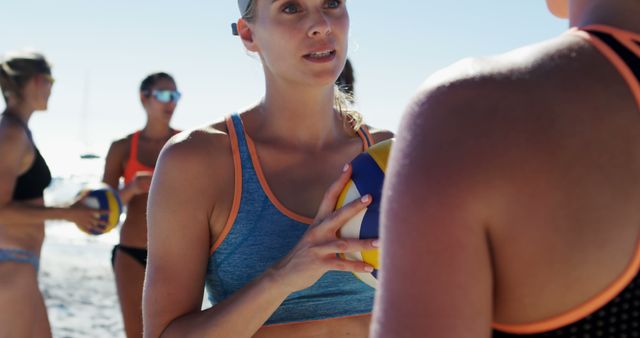 Women Playing Beach Volleyball Under Sunny Sky - Download Free Stock Images Pikwizard.com