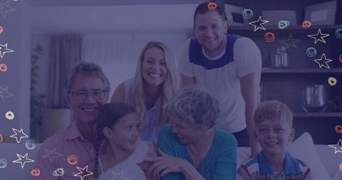 Happy Multigenerational Family Smiling Together at Home