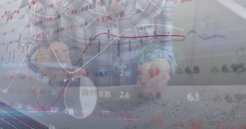 Data Analysis Overlay with Woman Shopping Online Background