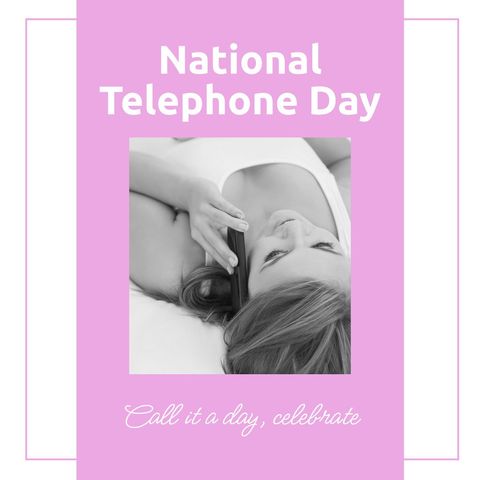 National Telephone Day Celebration Concept with Woman on Phone - Download Free Stock Templates Pikwizard.com