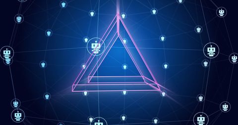 Abstract AI Network with Digital Pyramid and Robotic Icons - Download Free Stock Images Pikwizard.com