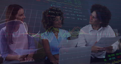 Diverse Team Analyzing Stock Market Data Together