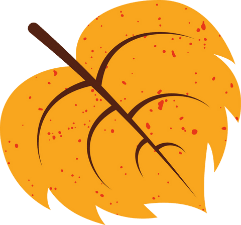 Stylized orange autumn leaf with transparent background design