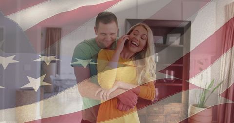 Joyful American Caucasian Couple Embracing at Home - Download Free Stock Images Pikwizard.com
