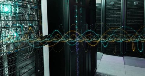 Advanced Server Corridor with Digital Data Waves - Download Free Stock Images Pikwizard.com