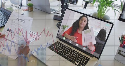 Virtual Business Meeting with Digital Analysis Tools