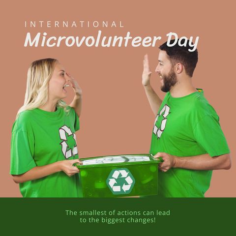 celebrating international microvolunteer day with enthusiastic volunteers - Download Free Stock Templates Pikwizard.com