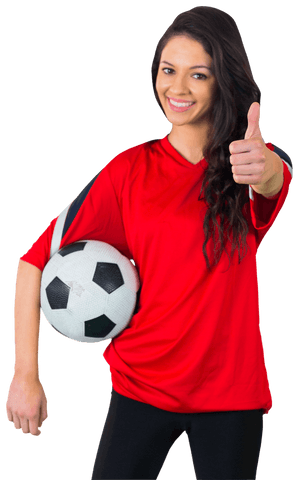 smiling woman holding soccer ball with thumbs up transparent - Download Free Stock Videos Pikwizard.com
