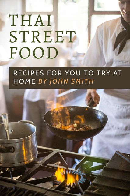 Chef preparing Thai street food dishes in busy kitchen environment. High-intensity cooking featuring frying pan, open flame, and fresh ingredients. Ideal for culinary blogs, recipe books, cooking tutorials, and food magazine features highlighting Asian cuisine and vibrant dining experiences. Useful for promoting street food festivals, cooking classes, and TV cooking shows.