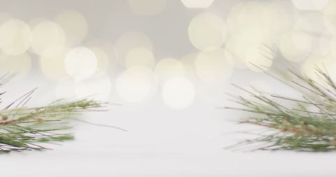 Bokeh Christmas Lights with Pine Branches Festive Background - Download Free Stock Images Pikwizard.com