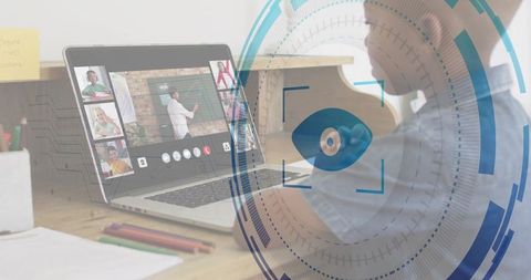 Student Attending Remote Class with Eye-Tracking HUD Overlay for E-Learning Analytics