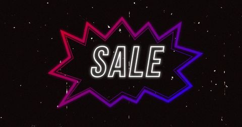 Retro Neon Sale Text on Distressed Black Background - Download Free Stock Images Pikwizard.com