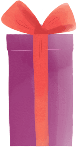 Transparent cartoon gift box illustration with red ribbon