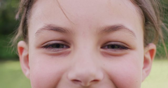 Close-Up of Smiling Young Caucasian Girl Outdoors - Download Free Stock Images Pikwizard.com