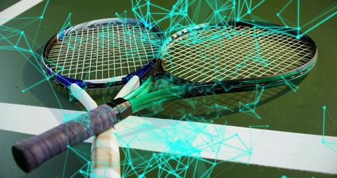 Futuristic Tennis Rackets With Digital Network Overlay