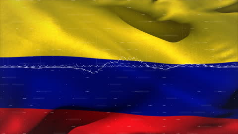 Data Processing Over Colombian Flag Illustration