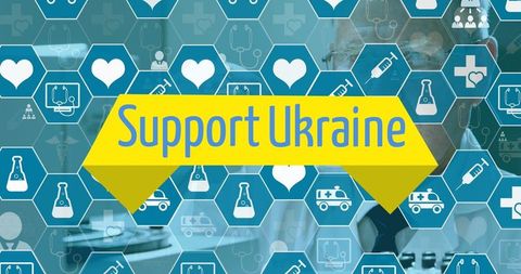 Support Ukraine Message with Medical Icons and Scientist Background - Download Free Stock Images Pikwizard.com
