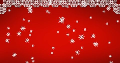 Festive Snowflakes with Holiday Decorations on Red Background