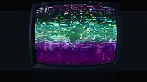 Retro Wave Glitch Animation on Cathode-Ray Tube Display