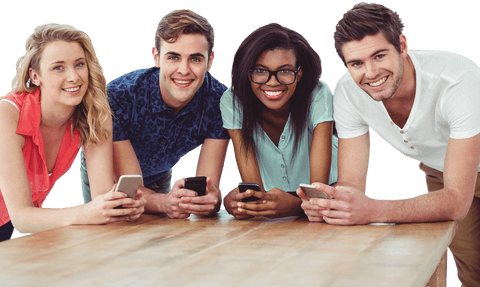 diverse team collaborating using smartphones, transparent background - Download Free Stock Videos Pikwizard.com