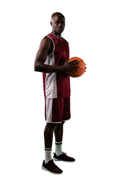 Confident African American Basketball Player Holding Ball Transparent Background - Download Free Stock Videos Pikwizard.com