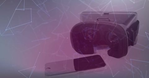 VR Headset and Smartphone with Digital Network Overlay