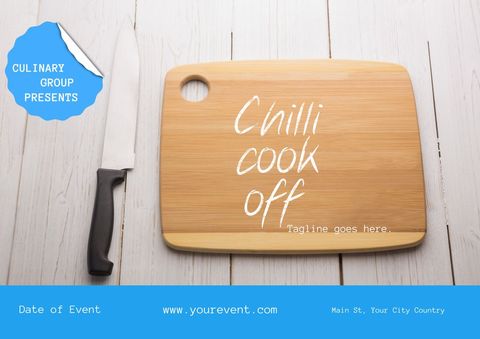 Culinary Competition Promotion: Chilli Cook Off Cutting Board Design - Download Free Stock Templates Pikwizard.com