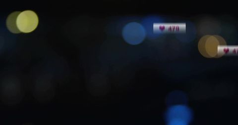 Digital Notification Floating in Dark Abstract Bokeh Background