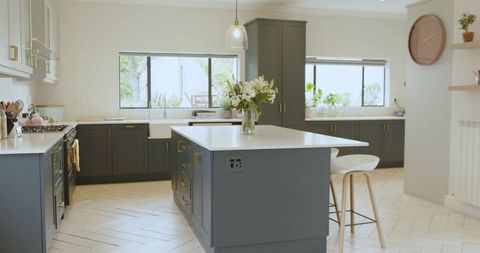 Chic modern kitchen island with elegant decor