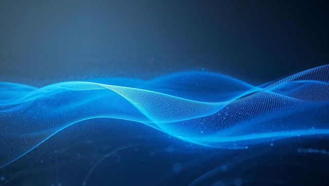 Luminous Blue Data Wave Abstract Digital Mesh Background for Technology and Innovation