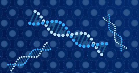 Digital DNA Strands Overlapping Cellular Background - Download Free Stock Images Pikwizard.com