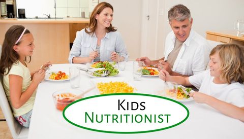Happy family enjoying healthy meal together at home