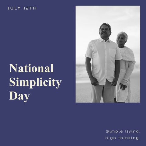 senior couple celebrating national simplicity day on beach - Download Free Stock Templates Pikwizard.com