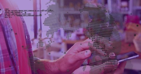 Global Data Processing Visualized Over Man Using Smartphone