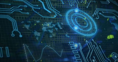 Futuristic Data Processing Interface with Electronic Circuitry - Download Free Stock Images Pikwizard.com