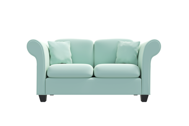 Aquamarine Sofa with Cushions on Transparent Background for Interior Design - Download Free Stock Videos Pikwizard.com