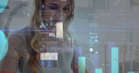 Woman Analyzing Data on Smartphone with Graphs Overlay - Download Free Stock Images Pikwizard.com