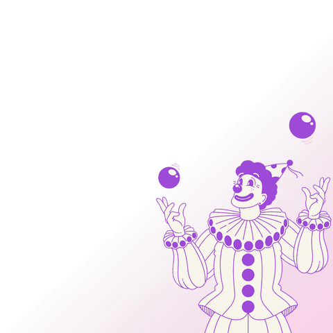 Whimsical Circus Clown Juggling on Transparent Background