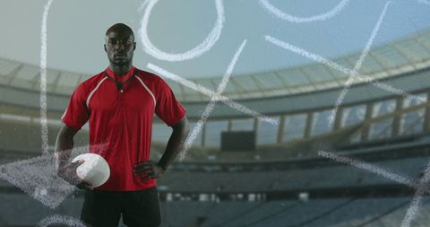 Confident Athlete Strategizing Football Game