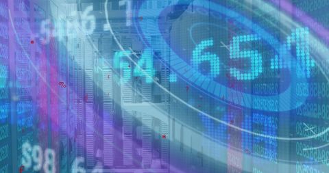 Digital Interface with Stock Market Analytics and Server Room - Download Free Stock Images Pikwizard.com