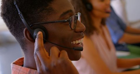 Customer Service Team Engaged in Lively Discussion