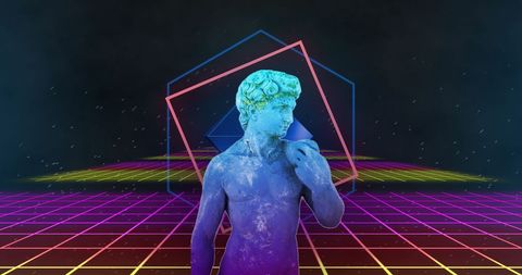 Surreal Retro Futurism Intersecting with Classical Sculpture