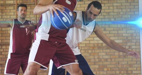 Energetic Basketball Challenge on Indoor Court