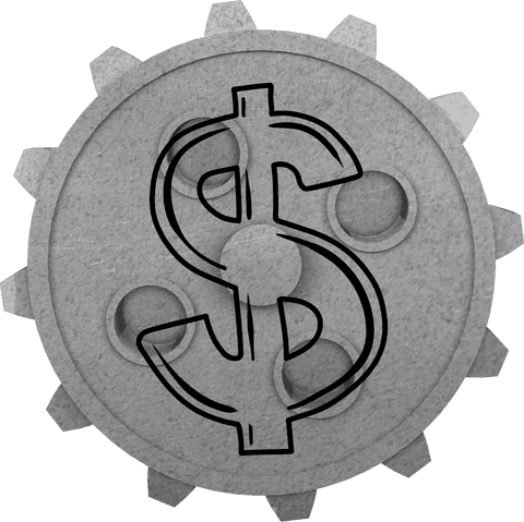 Transparent gear with dollar symbol illustration